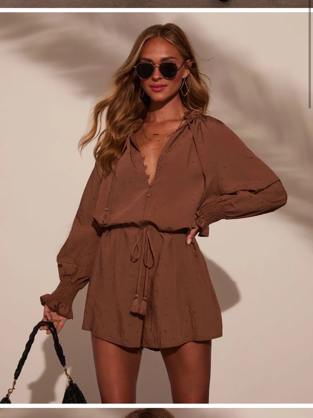 Promesa Chocolate Brown Tie-Waist Swim Coverup Romper
